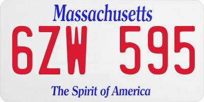 MA license plate 6ZW595