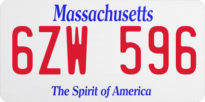 MA license plate 6ZW596