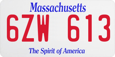 MA license plate 6ZW613