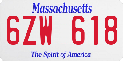 MA license plate 6ZW618