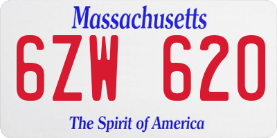 MA license plate 6ZW620