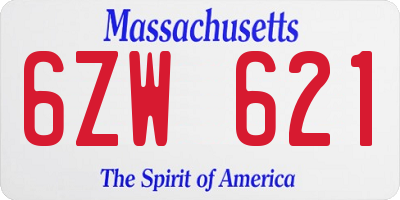 MA license plate 6ZW621