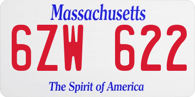 MA license plate 6ZW622