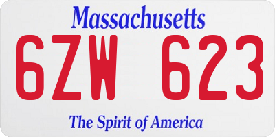 MA license plate 6ZW623