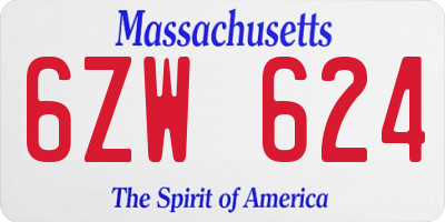 MA license plate 6ZW624