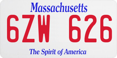 MA license plate 6ZW626