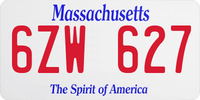 MA license plate 6ZW627