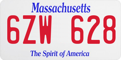MA license plate 6ZW628