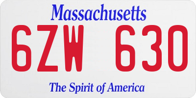 MA license plate 6ZW630