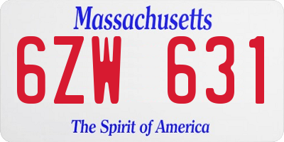 MA license plate 6ZW631