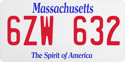 MA license plate 6ZW632