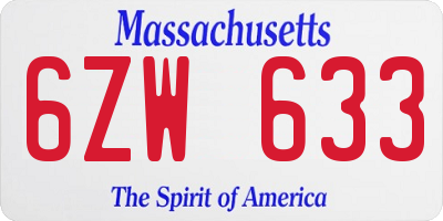 MA license plate 6ZW633
