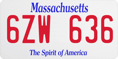 MA license plate 6ZW636