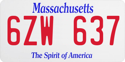MA license plate 6ZW637