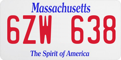 MA license plate 6ZW638