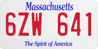MA license plate 6ZW641