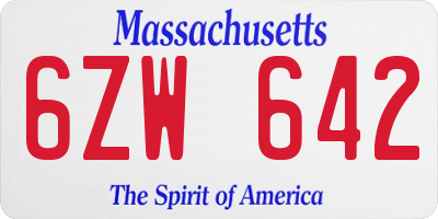 MA license plate 6ZW642