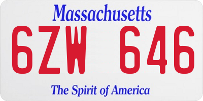 MA license plate 6ZW646