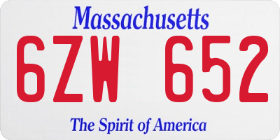 MA license plate 6ZW652