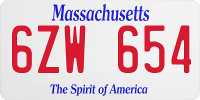 MA license plate 6ZW654