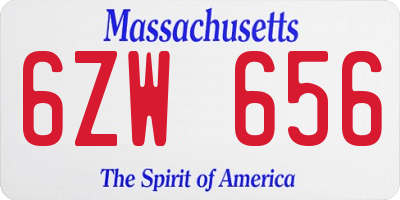 MA license plate 6ZW656