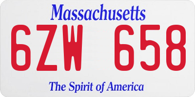 MA license plate 6ZW658