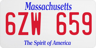 MA license plate 6ZW659