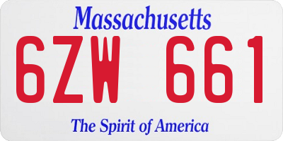 MA license plate 6ZW661