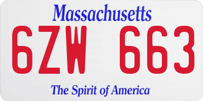 MA license plate 6ZW663