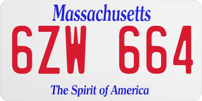 MA license plate 6ZW664