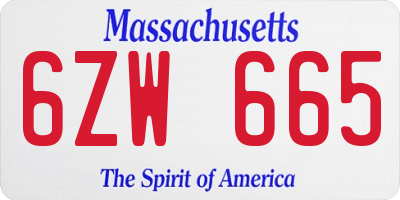 MA license plate 6ZW665