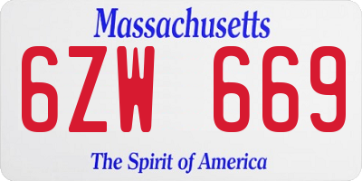MA license plate 6ZW669