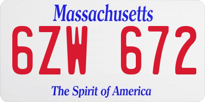 MA license plate 6ZW672