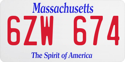 MA license plate 6ZW674