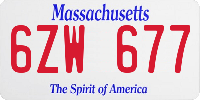 MA license plate 6ZW677