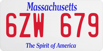 MA license plate 6ZW679