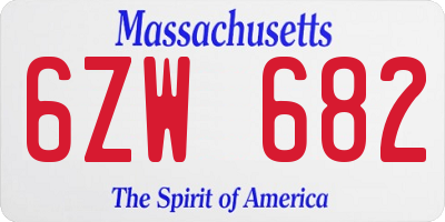 MA license plate 6ZW682