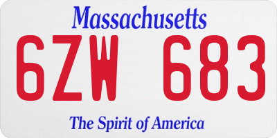 MA license plate 6ZW683
