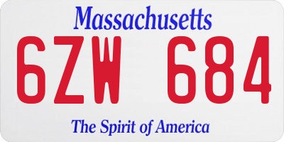 MA license plate 6ZW684