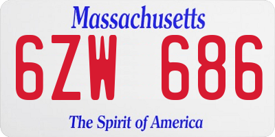 MA license plate 6ZW686