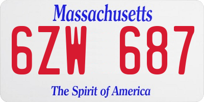 MA license plate 6ZW687