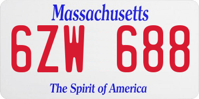 MA license plate 6ZW688