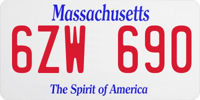 MA license plate 6ZW690