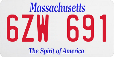 MA license plate 6ZW691