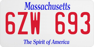 MA license plate 6ZW693