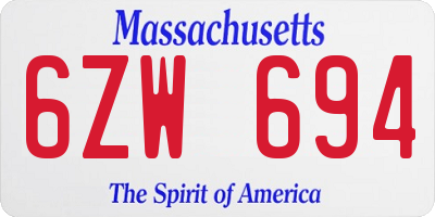 MA license plate 6ZW694