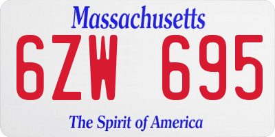 MA license plate 6ZW695