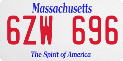 MA license plate 6ZW696