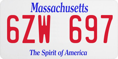 MA license plate 6ZW697