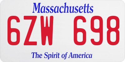 MA license plate 6ZW698